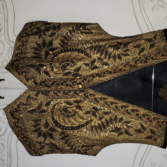 Bali Chic Vintage Beaded Vest, Size Large - Picture 2 of 5